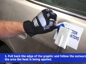 Graphics Removals: Pull Back the Graphic Edge & Follow Outward Area Where Heat Is Applied