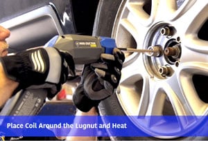 Lug Nut Removal: Place the Coil around the Lug Nut & Heat