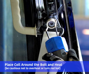 Seatbelt Bolt Removal: Place the Coil around the Bolt & Heat